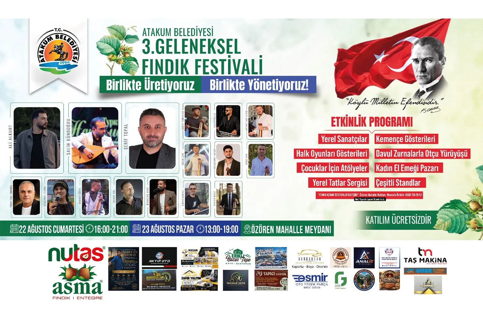 Atakum Belediyesi Geleneksel Fındık Festivali başlıyor