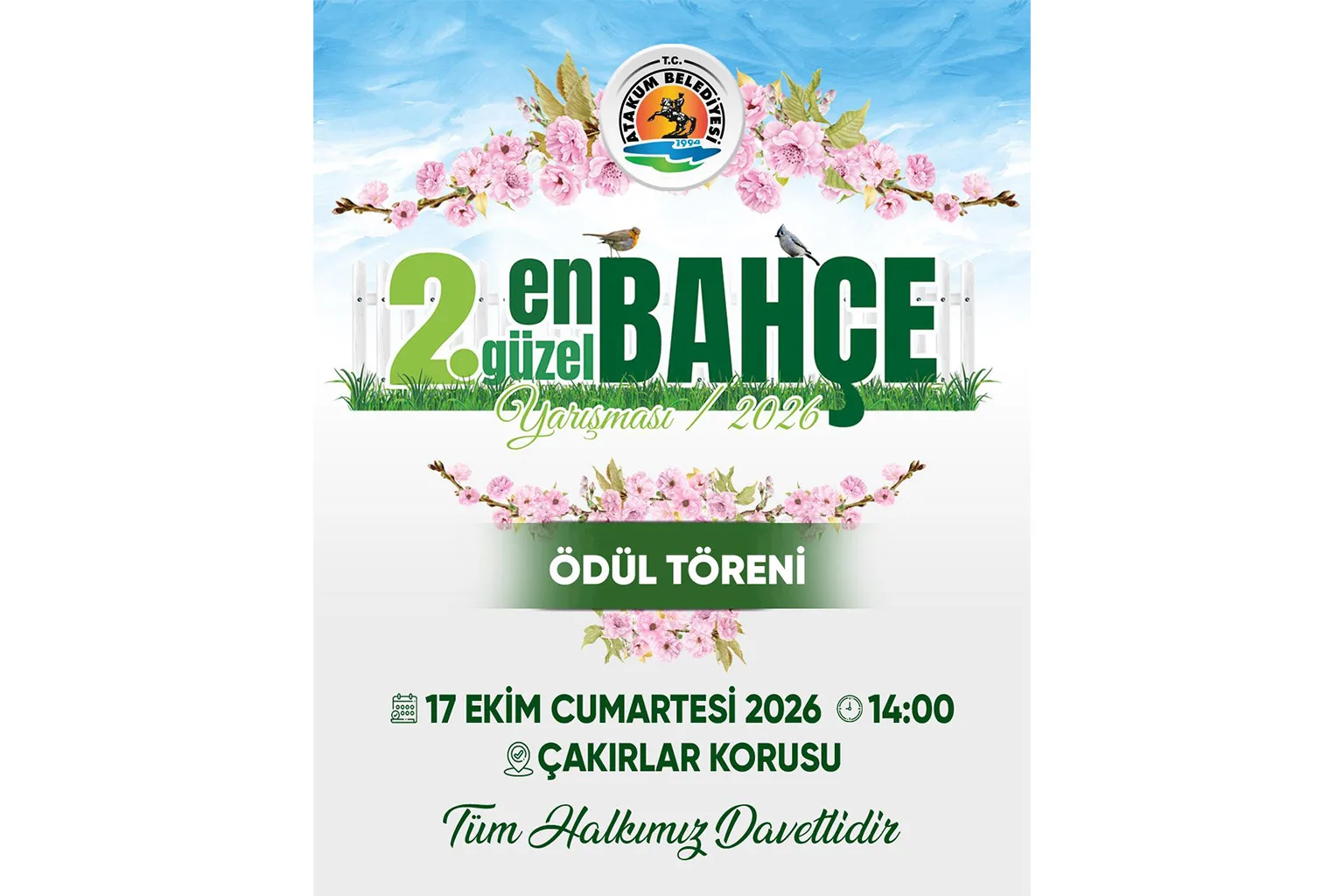 Atakum Belediyesi 2. En Güzel Bahçe Yarışması’nın ödül töreni Çakırlar Korusu’nda gerçekleştirilecek